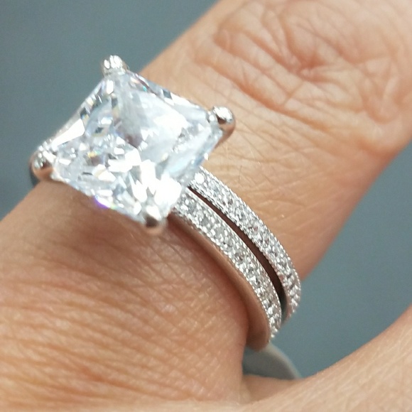 Jewelry - Sterling silver Eternity Engagement Ring & Band